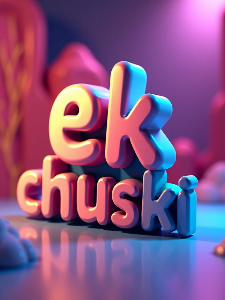 create a colorful 3D logo with the text "Ek Chuski" for infotainment elements.