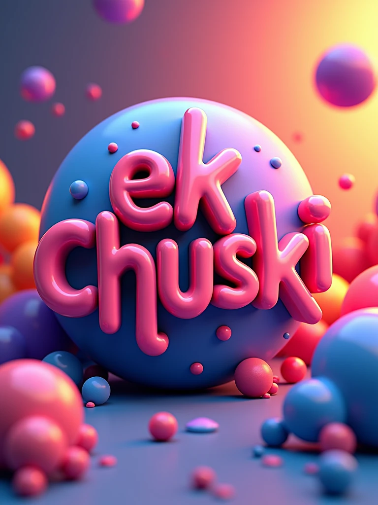 create a colorful 3D logo with the text "Ek Chuski" for infotainment elements.