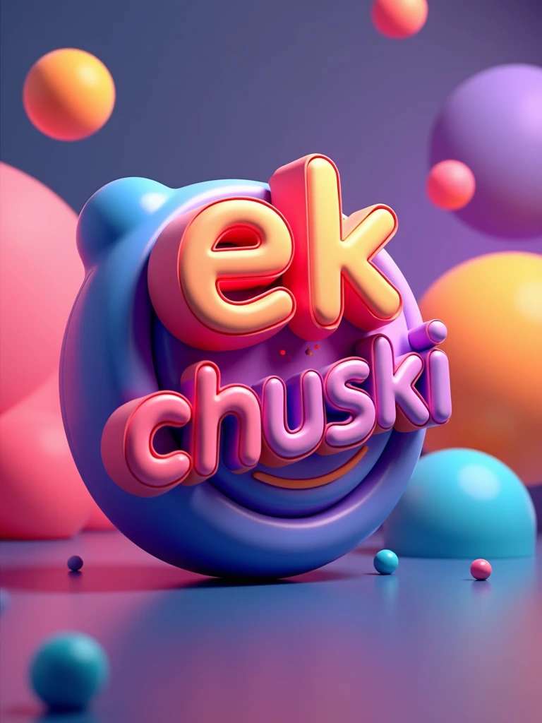 create a colorful 3D logo with the text "Ek Chuski" for infotainment elements.