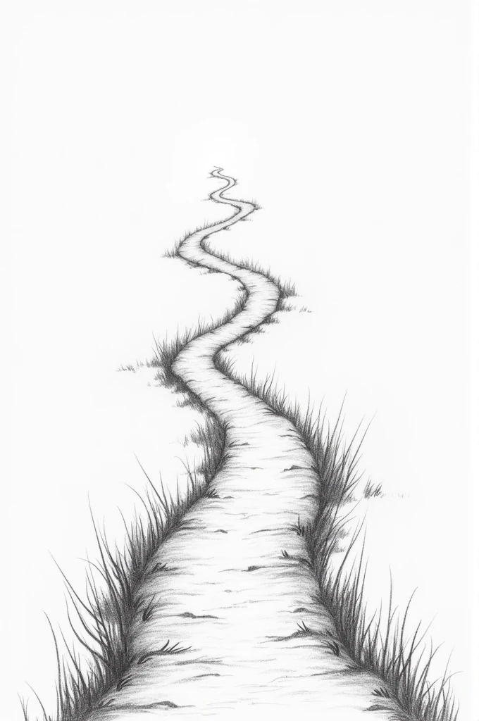 A dirt path drawn with a pencil. Quarrels at the borders