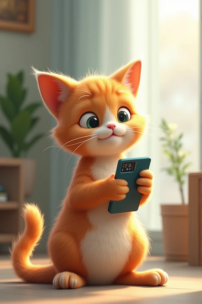 Cat talking to mobile phone
