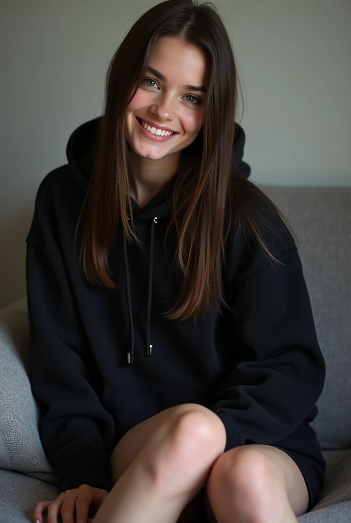 brunette 29 year old smiling woman sitting