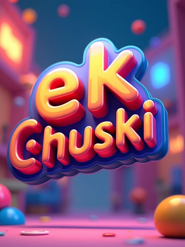 create a colorful 3D logo with the text "Ek Chuski" for infotainment elements.
