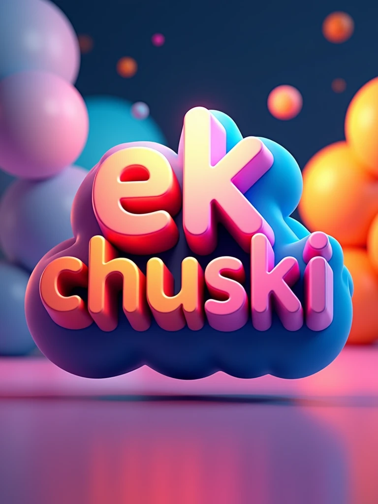 create a colorful 3D logo with the text "Ek Chuski" for infotainment elements.