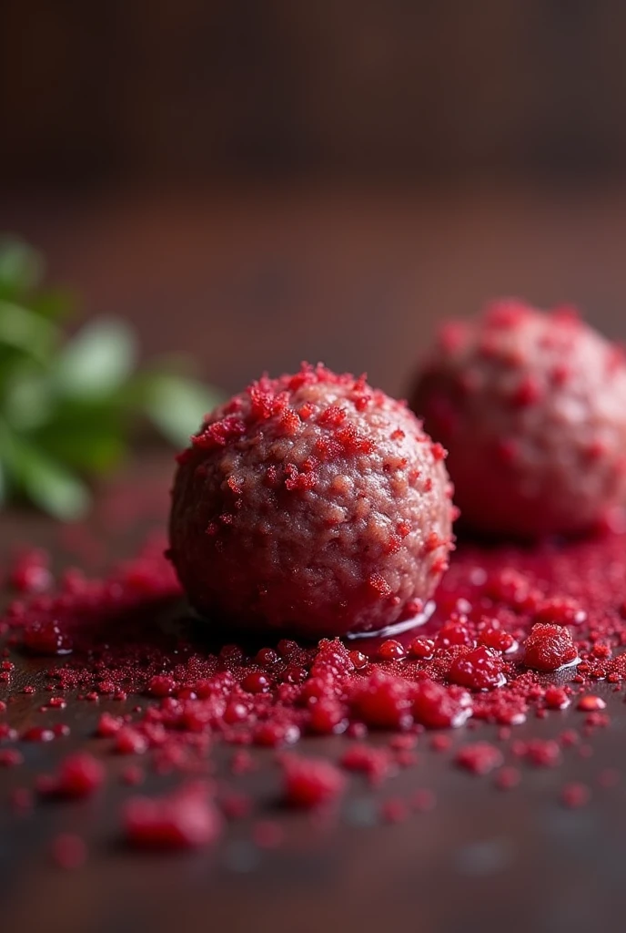 mushroom mycelium based meat ball analogue with beetroot juice