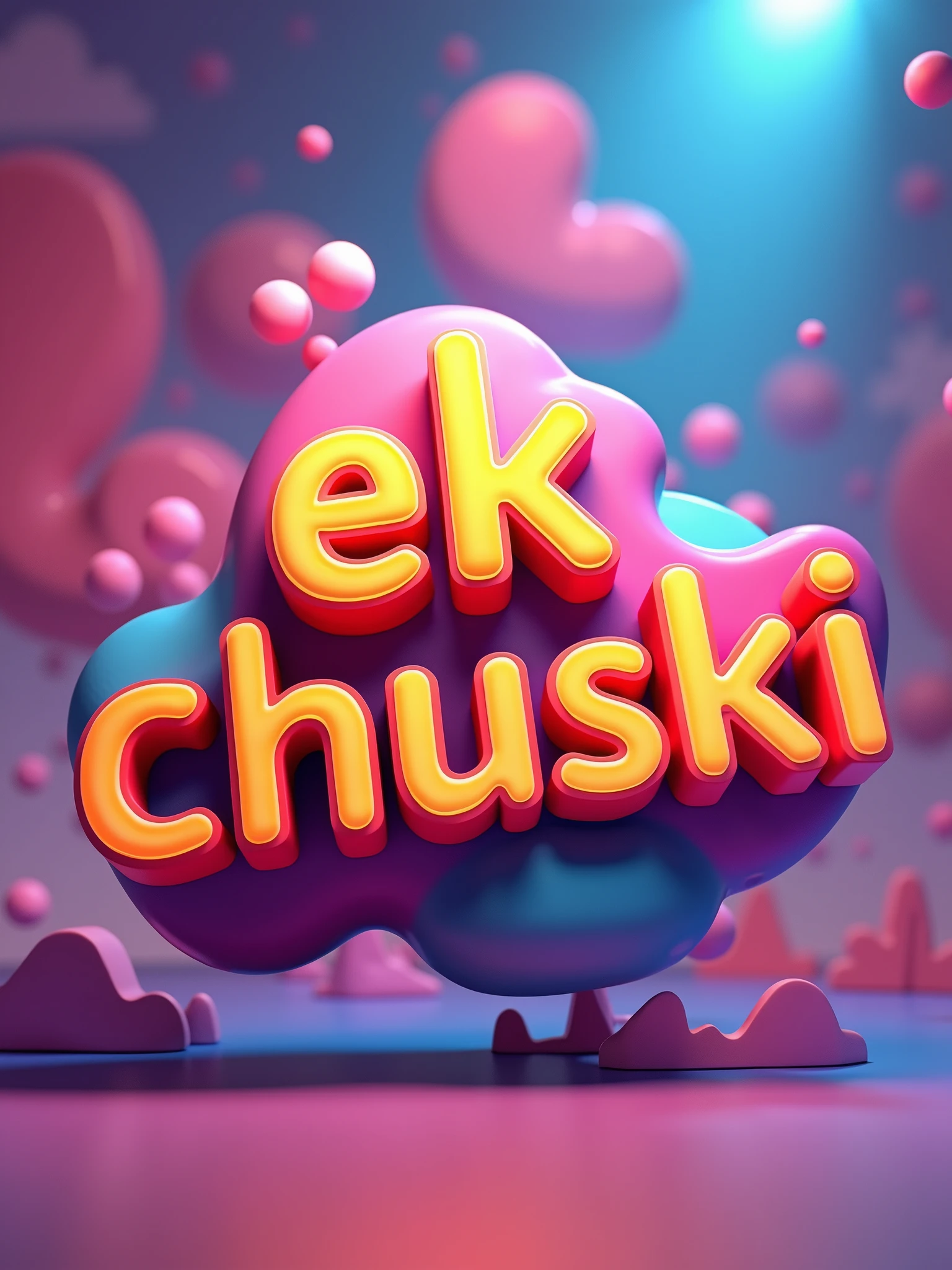 create a colorful 3D logo with the text "Ek Chuski" for infotainment elements.