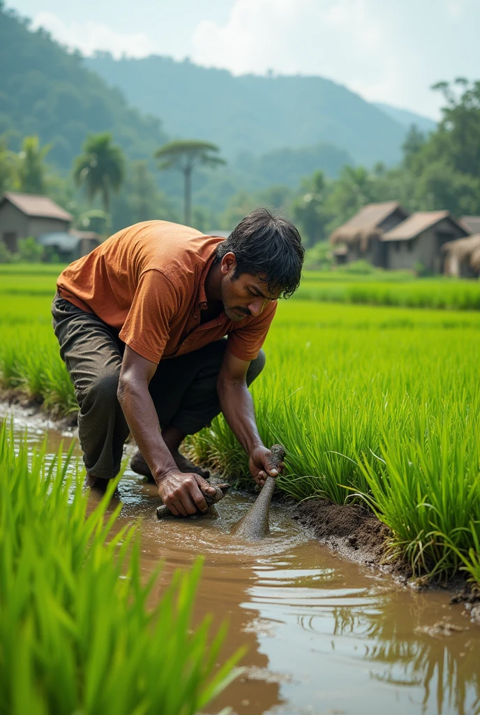 Poor people with paddy cultivating