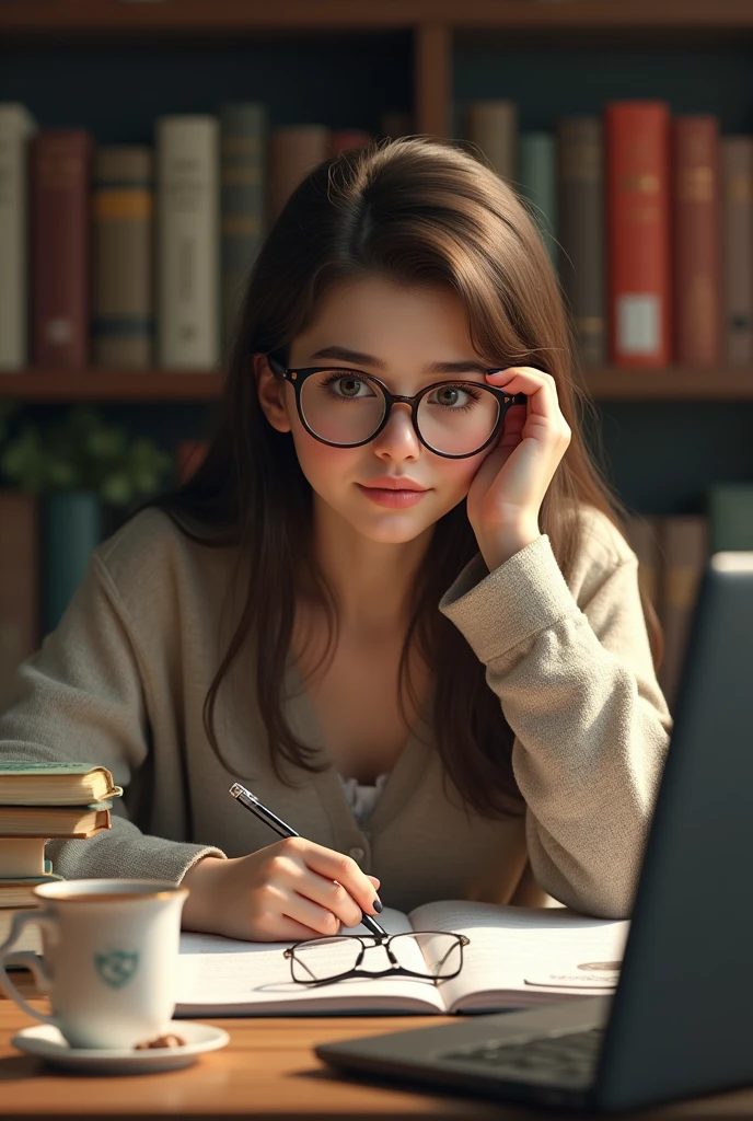 create a psychology student persona with glasses and brown hair