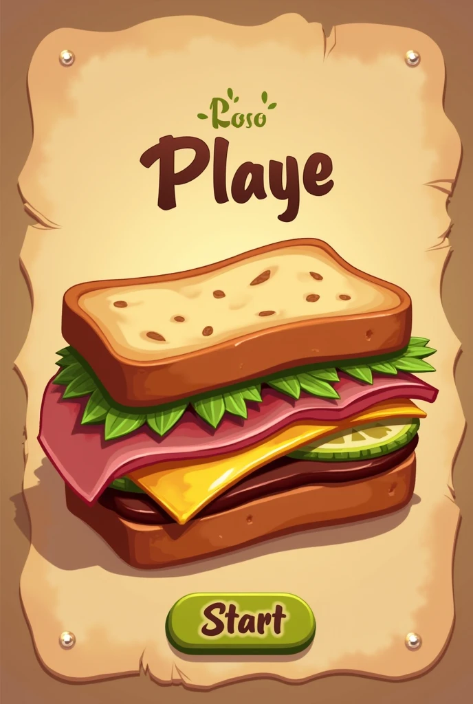 a button for a game page where the button design is related to qbanos sandwiches, that it is only the background of the button and a text can be placed on top