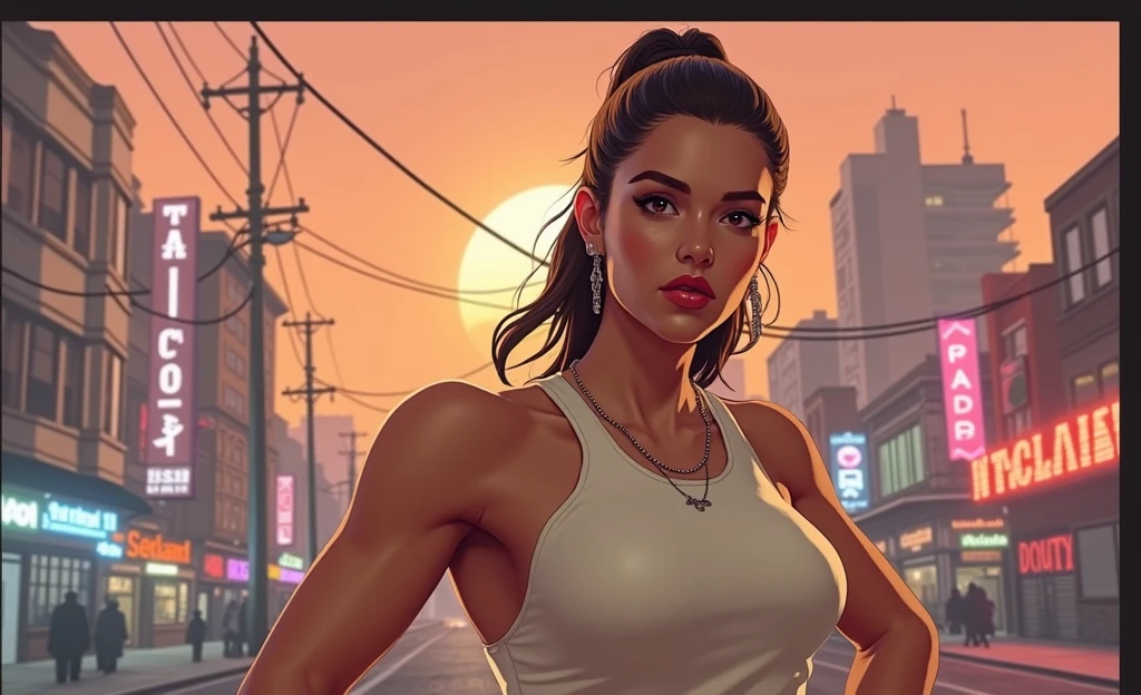 Woman in white tank top in gta style