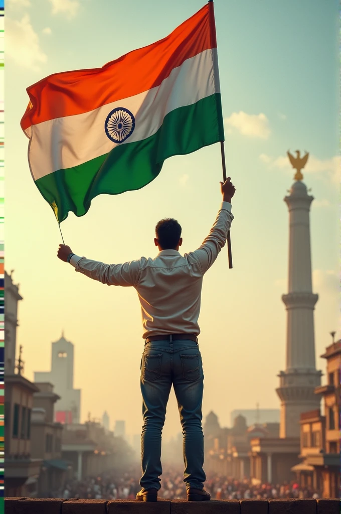Holding Indian flag