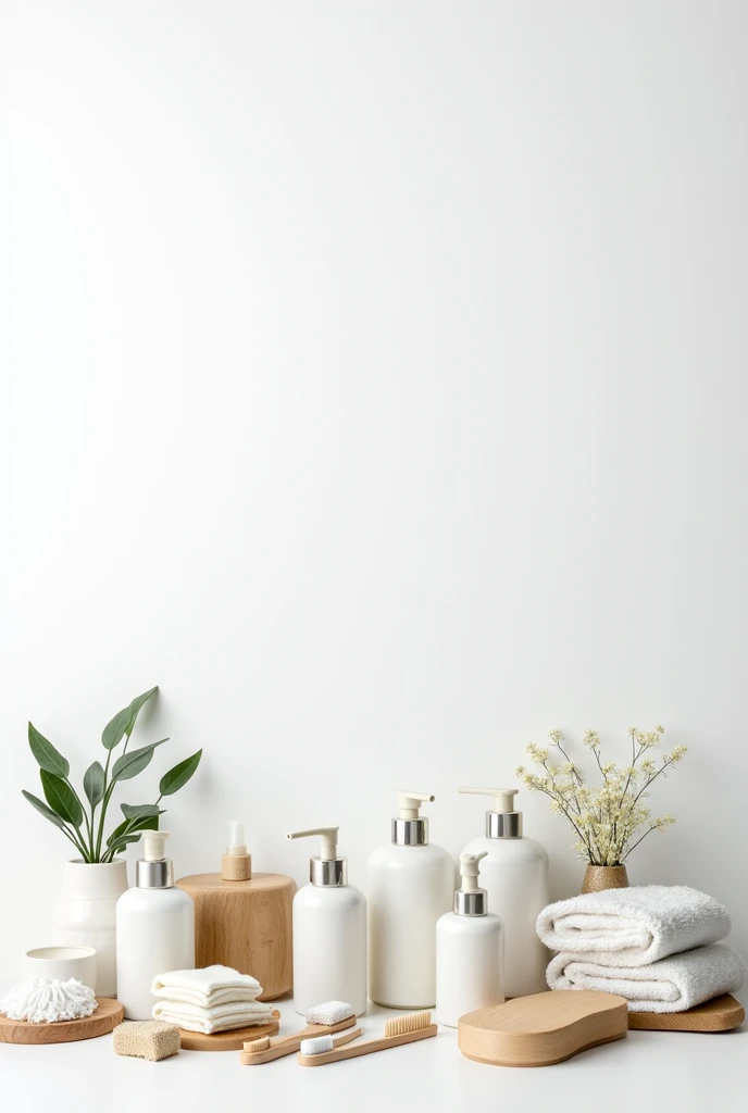 Bathroom supplies for banner with white background