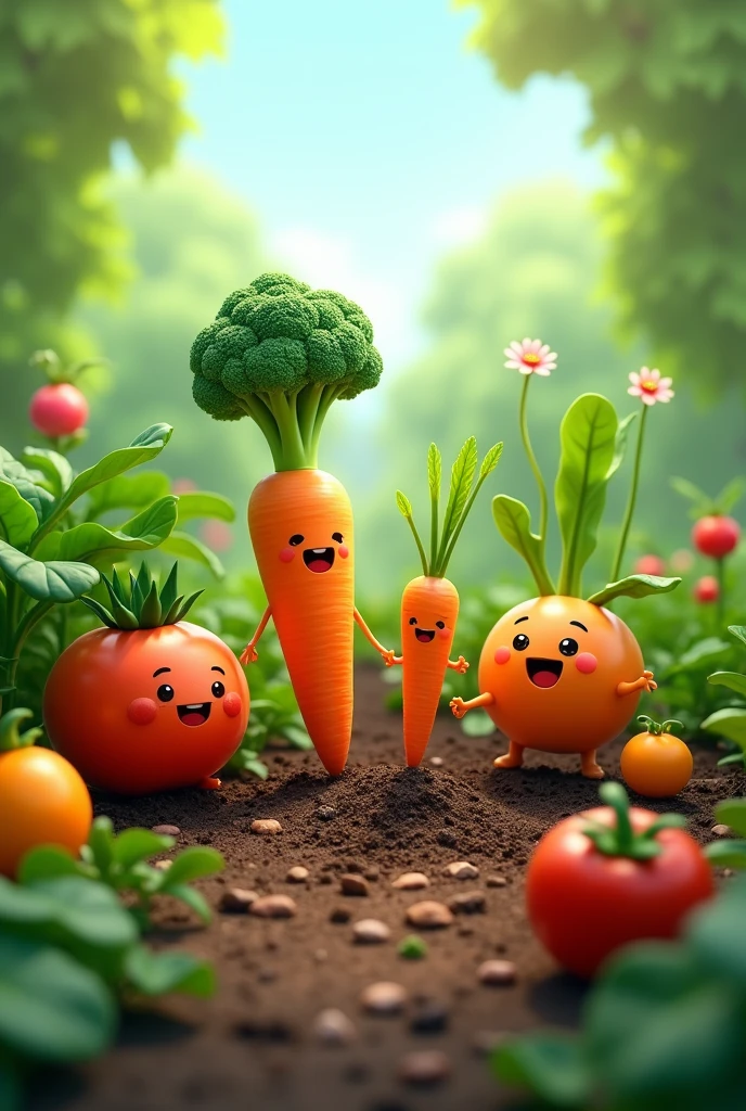 Vegetables cultivating with cartoon