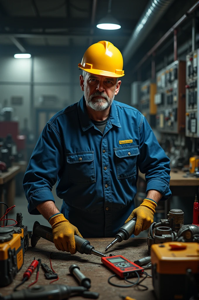 A Electrician man with professional power tools