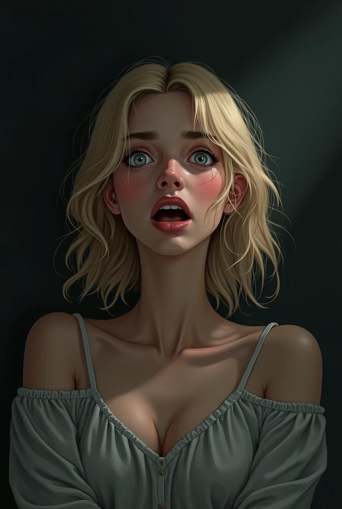 Image d'une fille blonde effrayé