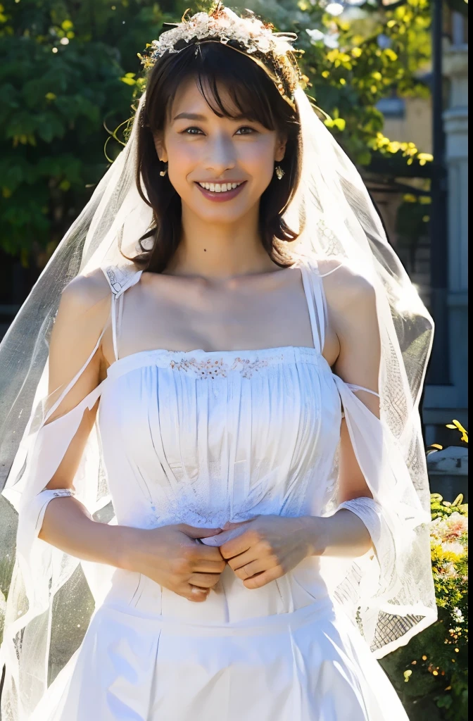 Naked Bride." shape, Big Breasts, Beautiful nipples, Perfect body, whole body , Church wedding, (((There were many participants behind her....))). (((white transparent wedding dress, Cape, Veil, Loose fitting white corset, Transparent Micro Panties, Transparent Micro Bra, Fishnet tights.))) . Thick pubic hair. ,(Highest quality, 4K, 8k, High resolution, Tabletop:1.2), Very detailed, (Realistic, Realistic, Realistic:1.37), Royal, Charm, (Vibrant colors, Sharp Chest:1.1), Soft lighting"Writhing expression. The most beautiful woman in town.