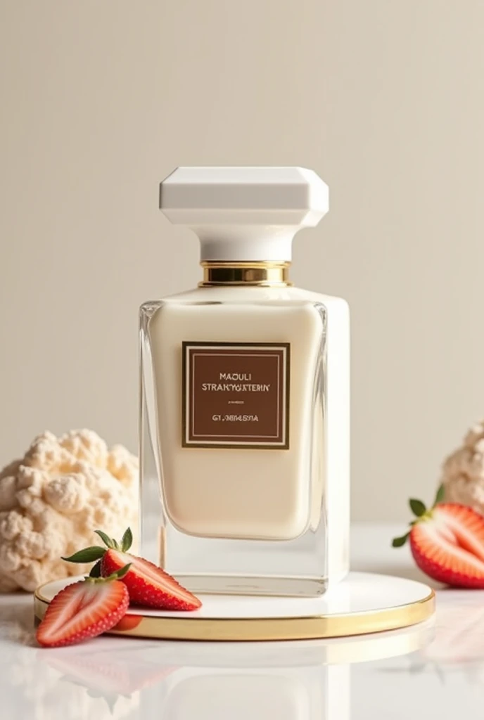 create a perfume with the fragrance of Neapolitan, with white colors and gold details