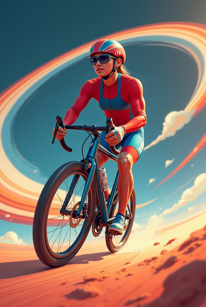 Cyclist trained on the rings of Jupiter - Mario Bros style