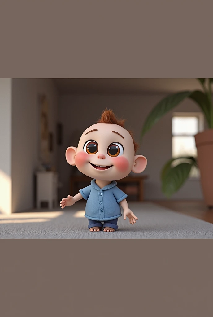 Cartoon character of a baby with spot on cheek blue shirt, animation character, stylized character, animation style rendering, 3d stylized, Arnold Maya rendering, Stylized 3D rendering, toon render screenshot, 3d character, 3d character, Stylized 3D rendering, 3D character rendering, cartoon character, Personagem de close up, character posing,  (Pixar-style) (master part:1.2) (bokeh) (best qualityer) (skin detailed) (detailed texture) (8k) (Argilla) (cinematic lighting) (sharp focus
