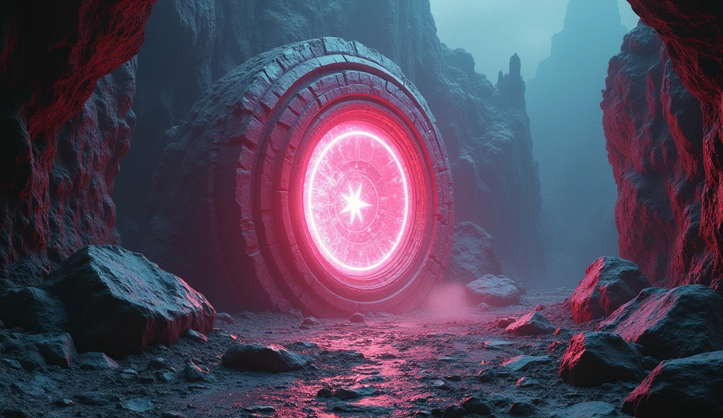 ((A Forgotten Time Gate:1.5))，(A device that travels through time and space in ruins)，Alien space，best quality，8k，high resolution，masterpiece：1.2，Super detailed，HDR ,ultra high definition,Studio lighting,Super fine,sharp focus,Physical rendering,Extremely detailed description,major,Bright colors,blur background,fantasy illustrations,surreal,concept art,The art of math,Intricate details,gorgeous,geometry,abstract,symbolism、Mysteries、mystery、Time travel、doorways、portal、Forgotten、ruins、interdimensional、otherworldly、universe、universal、Abundant radiation、Energetic、prismastic