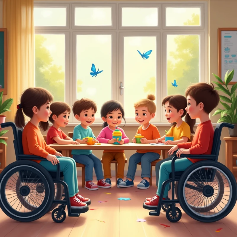 inclusive education with children in wheelchairs and normal children 