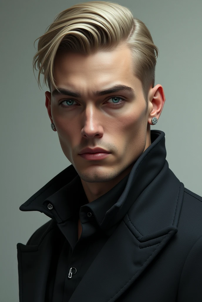 	• Facial features: His face is sharp, with marked cheekbones and a well-defined jaw. His skin is clear, with a slightly pale hue that reflects its origins in the colder regions of Russia.
	• Hair: She has ash blonde hair, short and always perfectly combed to one side. His style is simple but with a modern touch., reflecting both his youth and his meticulous attention to detail.
	• Eyes: His eyes are an intense blue, almost freezing, and his gaze is direct, loaded with a coldness that intimidates. Despite his youth, There is a hardness in his eyes that betrays his experience in dangerous situations..
	• Body: He is tall and has an athletic build., with defined muscles without being too bulky. His body is strong and agile, clearly the result of constant training.
	• Height: Measures about 1.90 meters, which gives it an imposing presence .

outfit:

	• Lasts: He prefers dark suits, usually in black or navy blue tones. Their suits are tight, with a modern and youthful cut that contrasts with his intimidating aura.
	• Accessories: Bring few accessories, but he always wears an expensive watch, like an Audemars Piguet or a Patek Philippe, that although discreet, reflects its power and success. He sometimes wears a signet ring on his little finger., a symbol of their status within the Bratva.
	• Shoes: His shoes are black leather, modern and minimalist style. They are designer shoes, but selected more for their durability than for their brand.