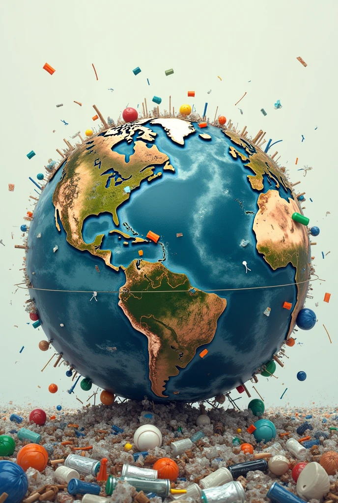 Simple drawing of Earth covered in plastic