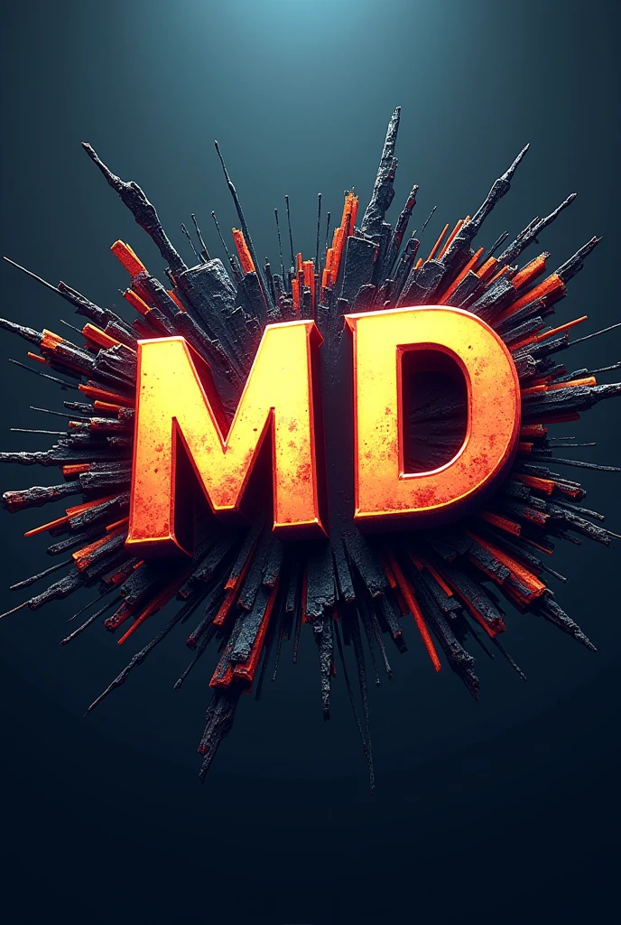 Show me a picture where written in bold letters "MD" with broken background for Whatsapp status