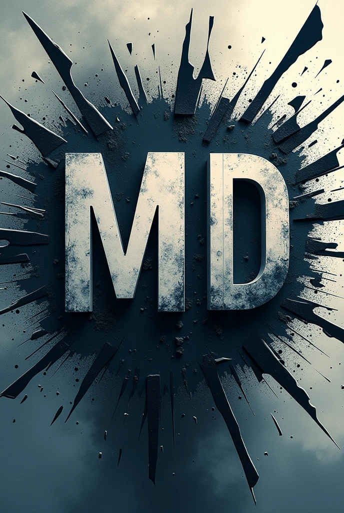 Show me a picture where written in bold letters "MD" with broken background for Whatsapp status