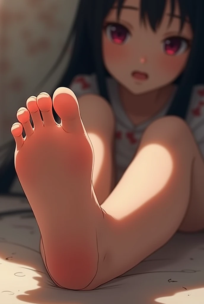 Nezuko from demon slayer showing her feet in full screen