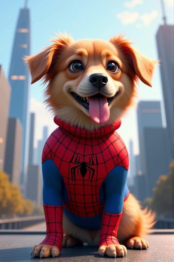 Dog in spiderman costume