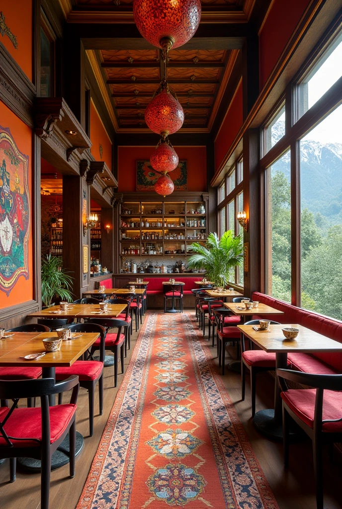 I want to create a entire Cultural design for a momo cafe named मःमः जा