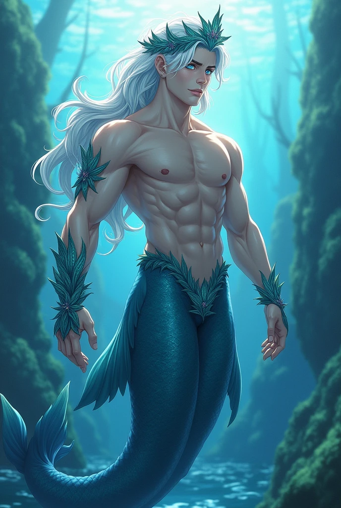 (masterpiece, best quality), 1boy,  wearing micro thong, full mast, erect bulge, see-through thong , mushroom water world, wide angle, athletic body, male, iridescent skin, flat chest, silver eyes, green hair styled in spikes, determined expression, bioluminescent lighting, small waist, broad chest, big mane, slim scruffy, muscular , illustration, watercolor ink sketch, (best quality)), intricate detailed,solo, masterpiece, art by hermann nitsch, zdzislaw beksinski, dariusz zawadzki, giger, dragan bibin and l