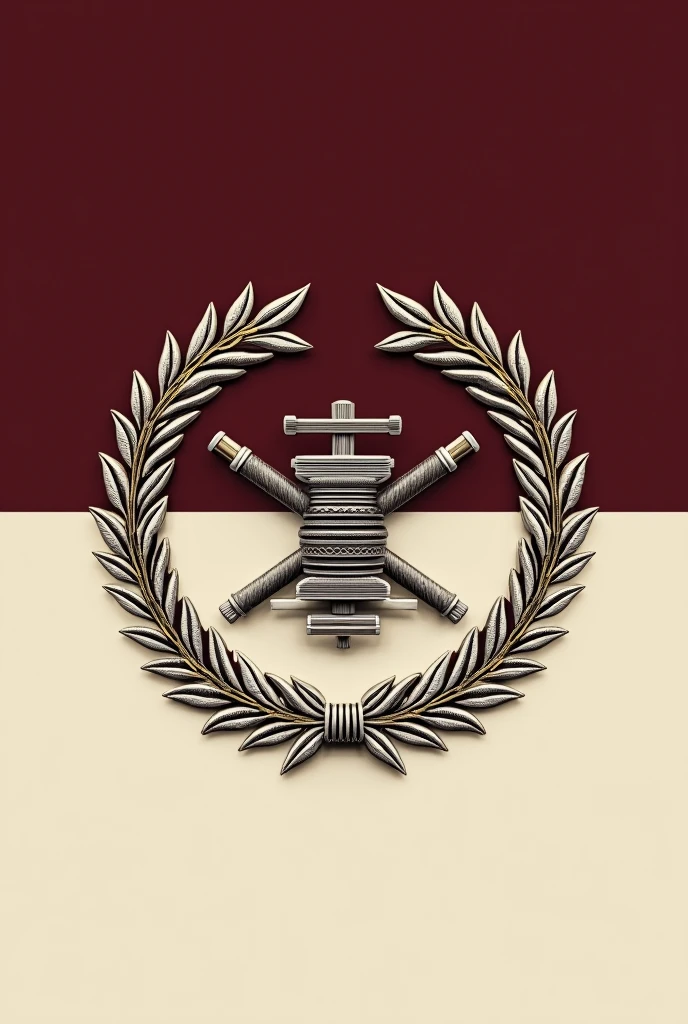 Flag Design Description:
Overall Shape: The flag retains a rectangular 3:2 ratio, providing a balanced and professional appearance suitable for both large and small displays.

Primary Colors: The background is divided diagonally from the top left to the bottom right. The upper half is a rich, deep burgundy, symbolizing tradition, craftsmanship, and the artistry involved in textile production. The lower half is a soft, yet sophisticated, cream color, representing the purity and quality of the textiles produced.

Borders: The flag is bordered by a double-line trim. The inner line is a delicate gold thread, symbolizing the luxury and fine details of high-quality textiles. The outer line is a subtle black, providing contrast and framing the design with a touch of formality.

Central Emblem Placement: The emblem is centrally positioned, ensuring it’s the focal point of the flag. It is set within a circular frame that ties the elements together harmoniously.

Emblem Design:
Core Symbol: The emblem features an intricately designed spindle and shuttle, crossed in the center, symbolizing the core of textile manufacturing. The spindle represents the tradition of spinning fibers into threads, while the shuttle signifies weaving those threads into fabric, emphasizing the company's role in every step of the textile process.

Circular Frame: Encircling the spindle and shuttle is a detailed wreath made of interwoven fabric patterns, such as herringbone, chevron, and damask, rendered in silver and gold. This symbolizes the diversity, quality, and intricacy of the textiles produced by the company.

Texture and Details: The spindle and shuttle are crafted in metallic silver with woodgrain accents, giving them a classic and high-end appearance. The threads running through them are in deep burgundy, tying them back to the flag’s upper background, and symbolizing the connection between the company’s heritage and its products.

Support Elements: At the base of the circular emblem, there 