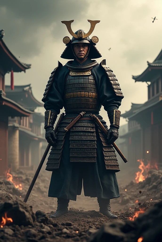 a samurai set in a war scenario in ancient Japan