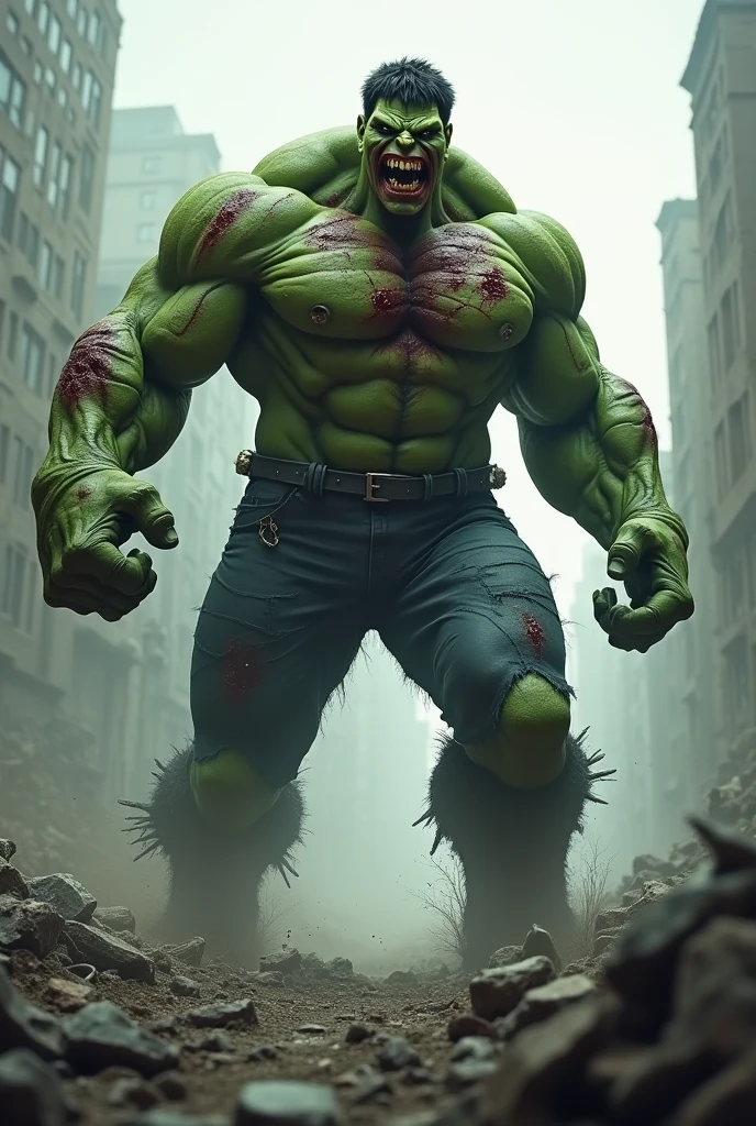 Zombie hulk, hulk's teeth have blood