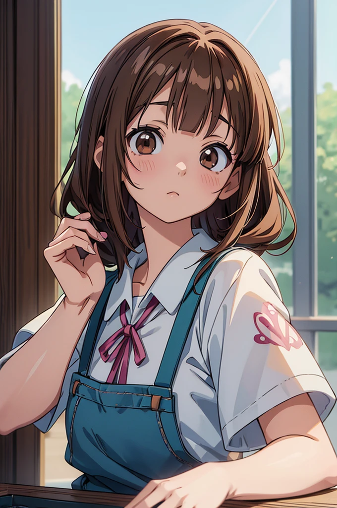 ((masterpiece)), (anime:1.5), ((Highest quality)), (RAW Photos:1.2), (High resolution:1.3), (Professional photography:1.2), 1 girl,brown hair, brown eyes, bangs, adult ager, pastel colors