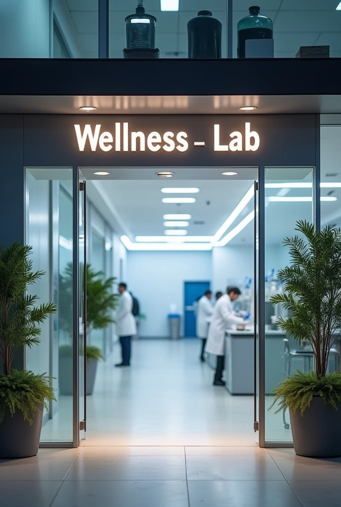 Medical lab testing men "wellness lab" name board
