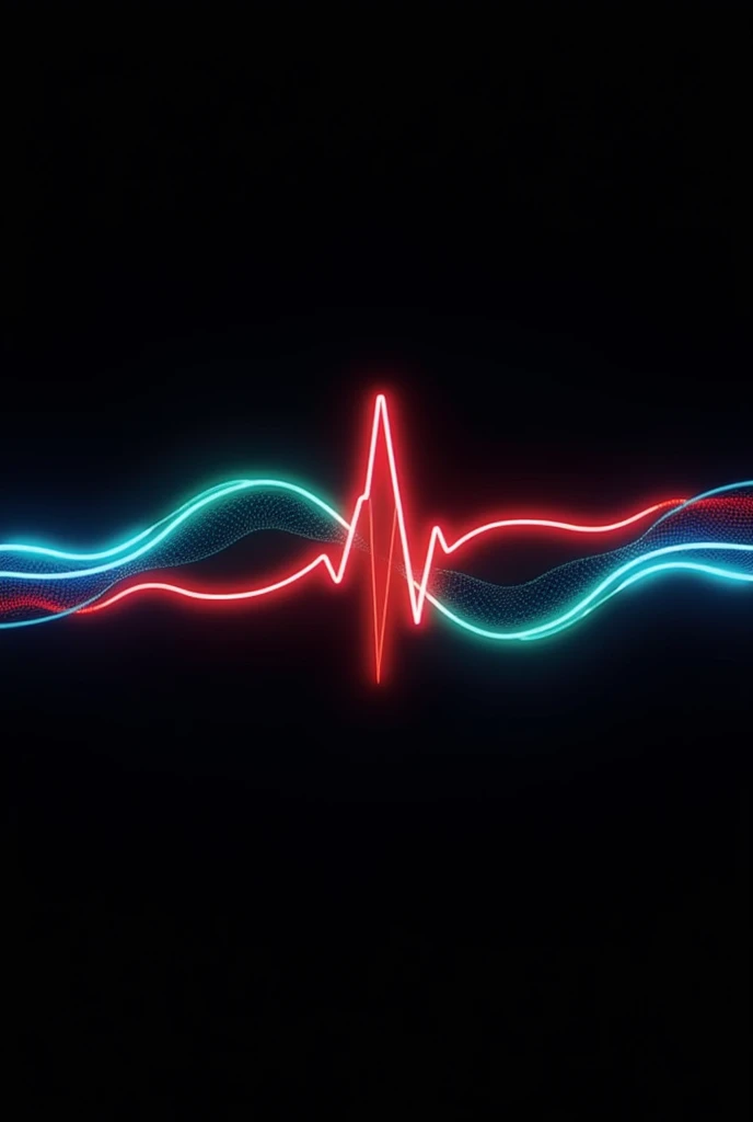 cardiogram(blue color, red and green) with black background