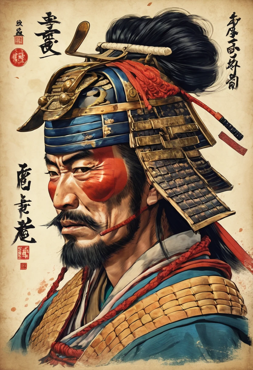 an epic portrait of samurai from the era of ancient Japan