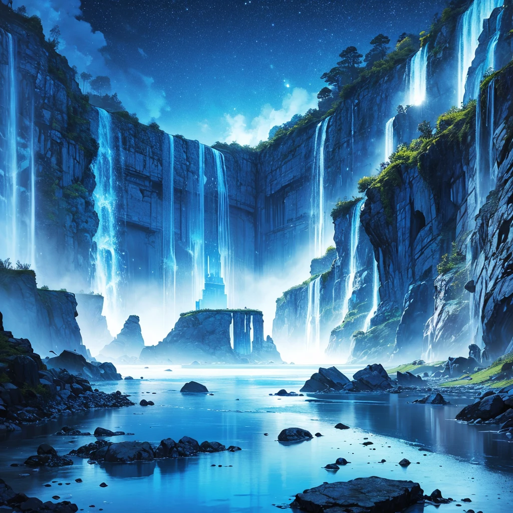 blue landscape night