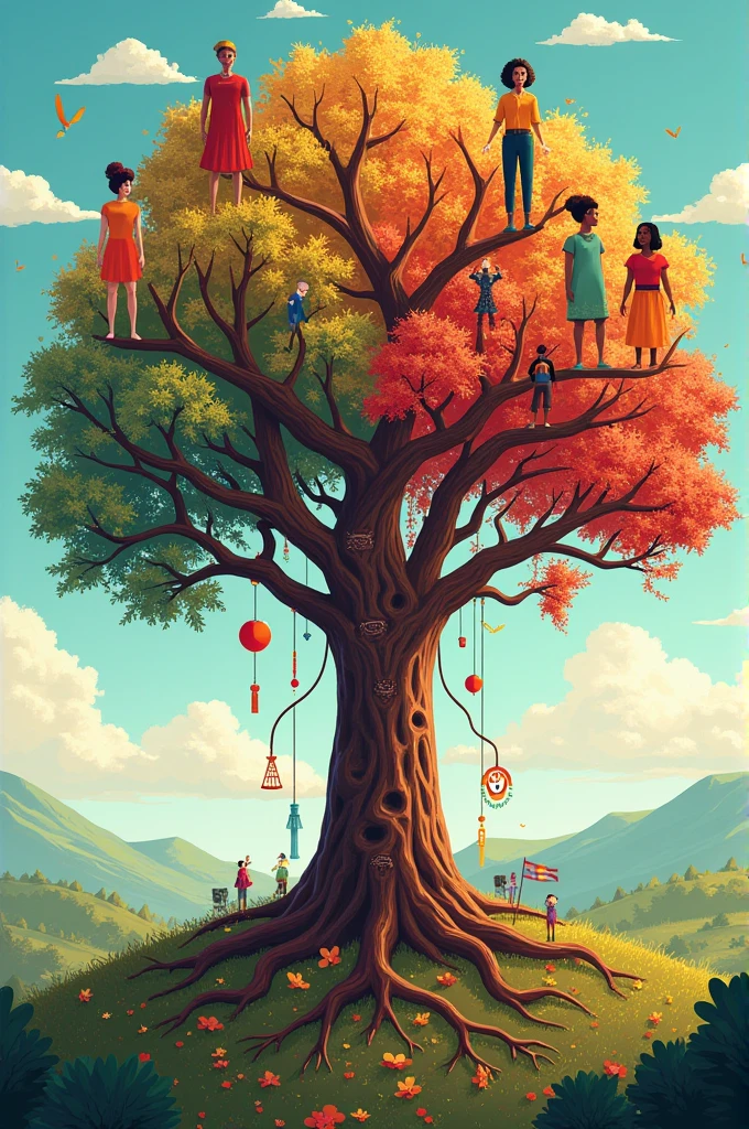 Create a diversity tree,  with important points of social inclusion