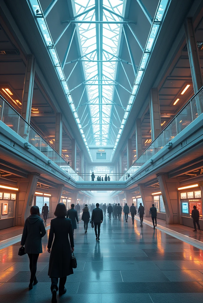 (photorealism:1.2), modern, cyber, railway station