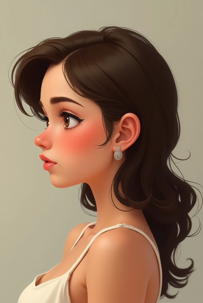 Chubby brunette woman in profile