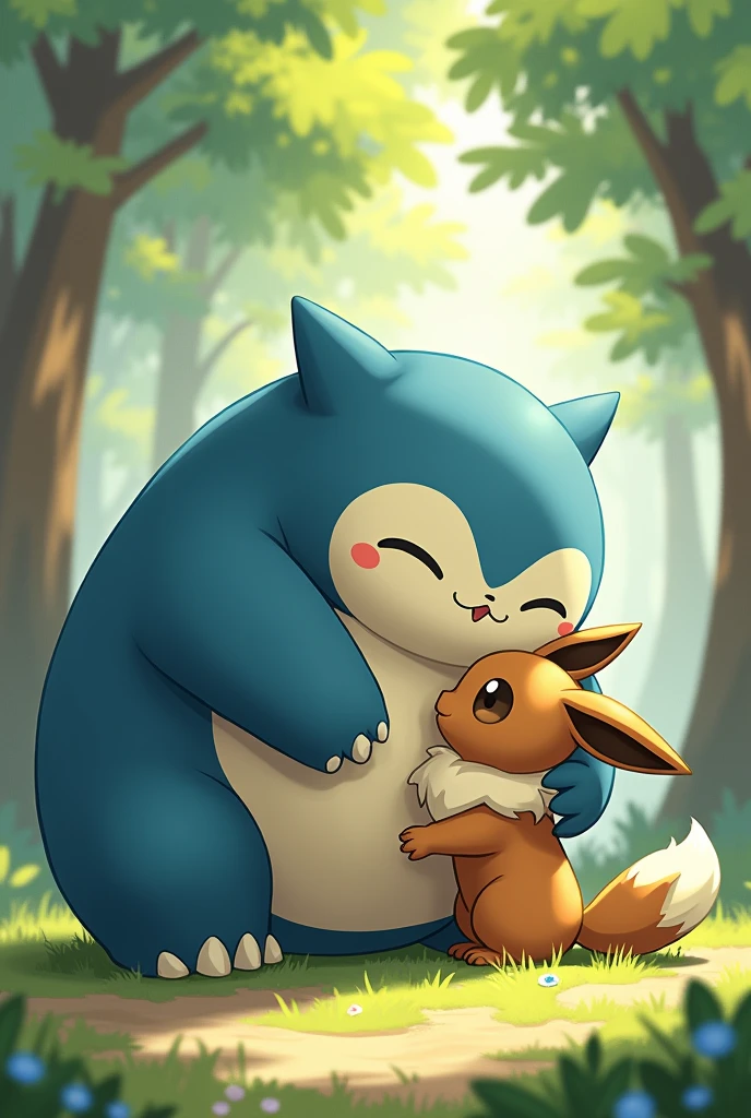 Snorlax kissing Eevee