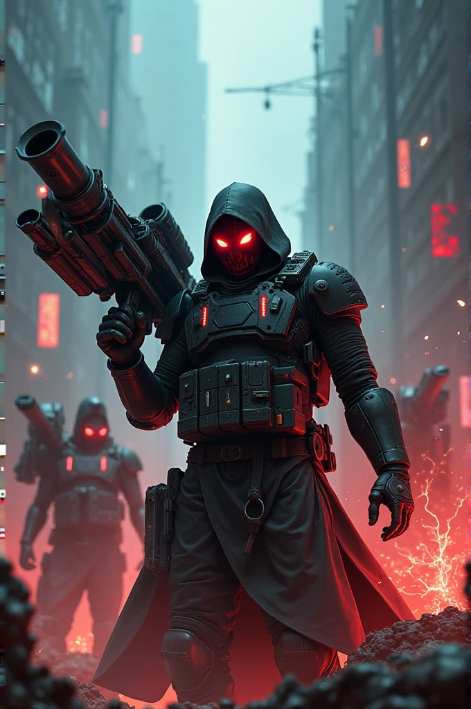 red mask, Cyberpunk electricity, Panzer, heavy artillery