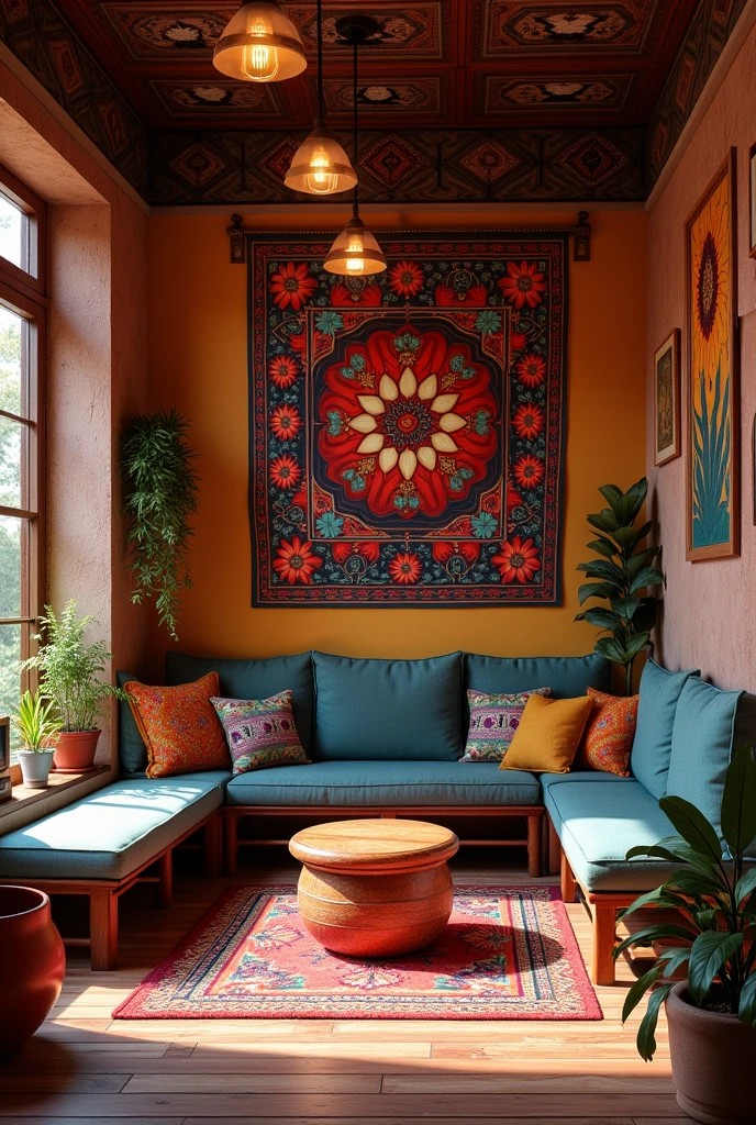 I want to create a photo of नेपाली cultural design sitting space with चकटी for मःमः cafe