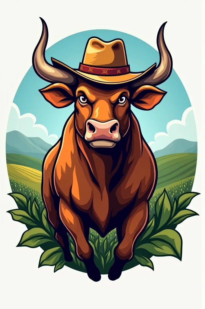 Logo of a bull with a cowboy hat, mascot color of the faculty of agronomy