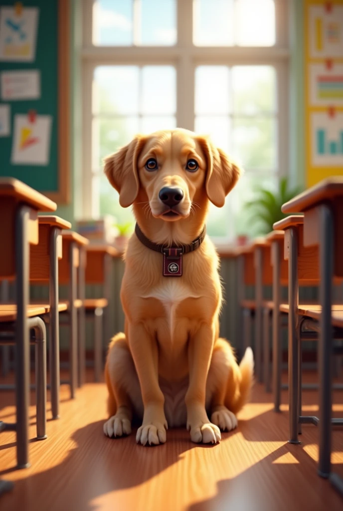 Dog in a classroom