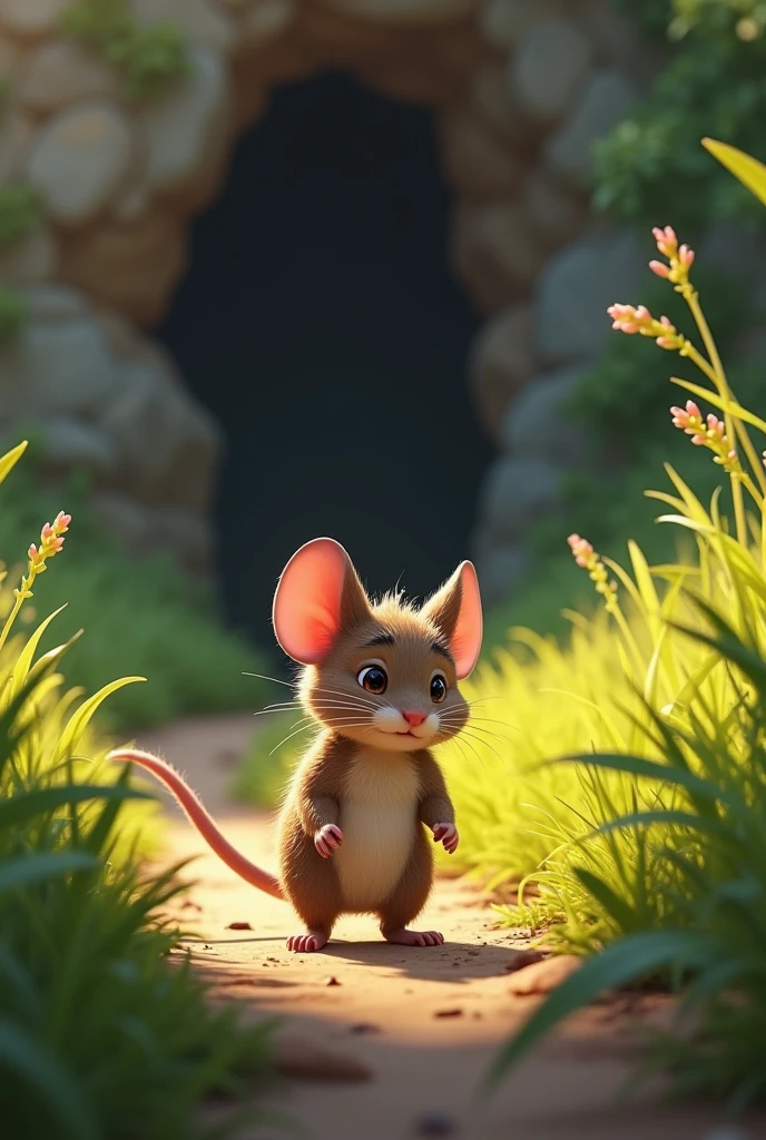 Determined to find him, Tito the mouse embarked on an adventure towards the cave.